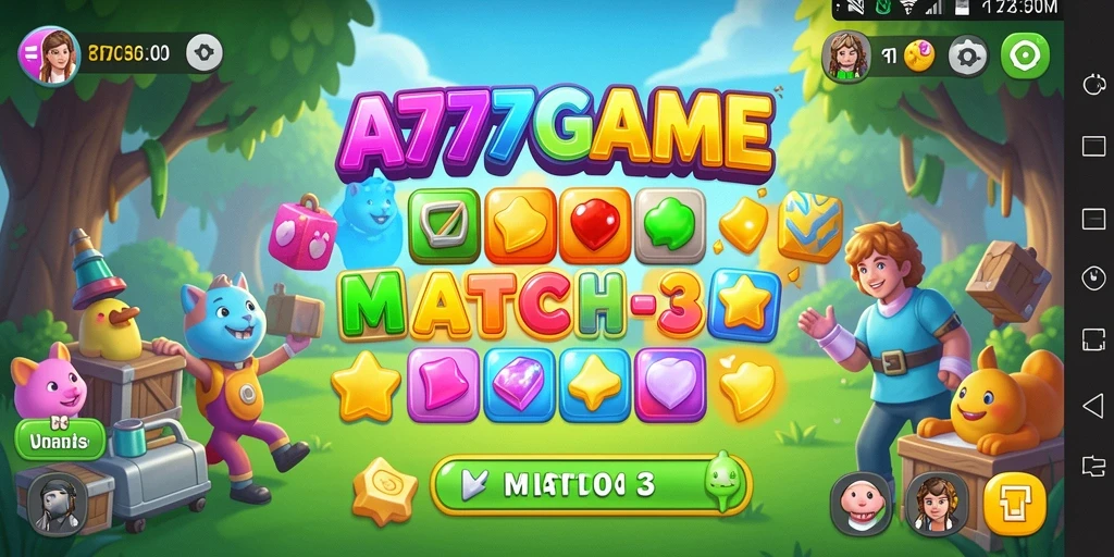 Tampilan gameplay menarik A777GAME saat mencocokkan objek.