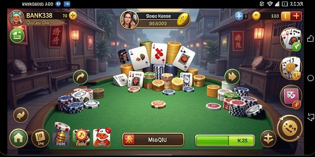 Tampilan gameplay menarik dari BANK338 saat bermain QiuQiu.