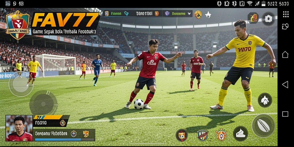 Tampilan gameplay FAV77 dengan aksi seru sepak bola.