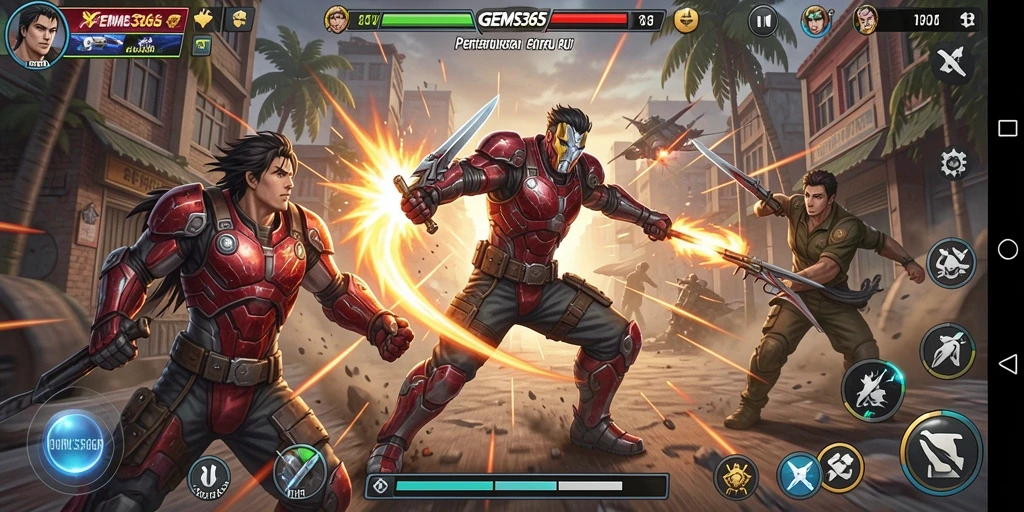Tampilan gameplay GEMS365 yang intens dan mendebarkan.