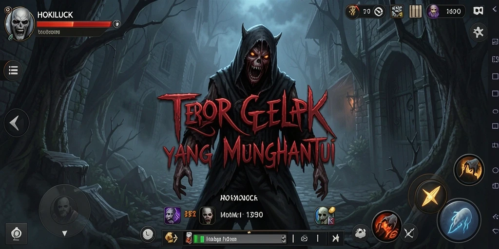 Screenshot menampilkan suasana gelap dan mencekam dari gameplay HOKILUCK.