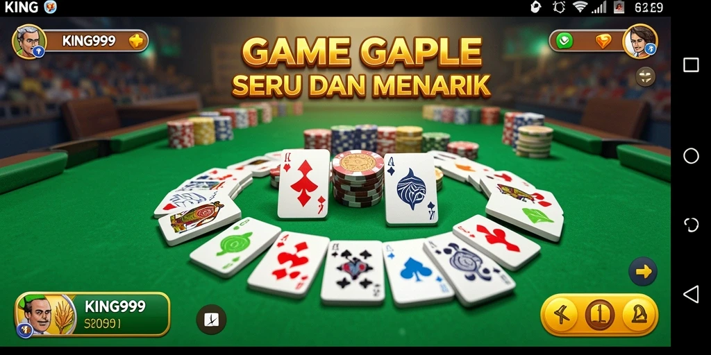 Tampilan gameplay KING999 yang menarik dan seru saat bermain Gaple.