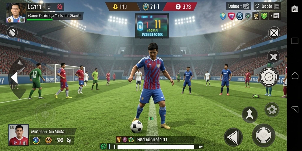 Screenshot utama LG111 menampilkan aksi seru dalam permainan olahraga.