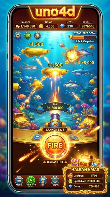 Tampilan utama aplikasi uno4d yang menarik.